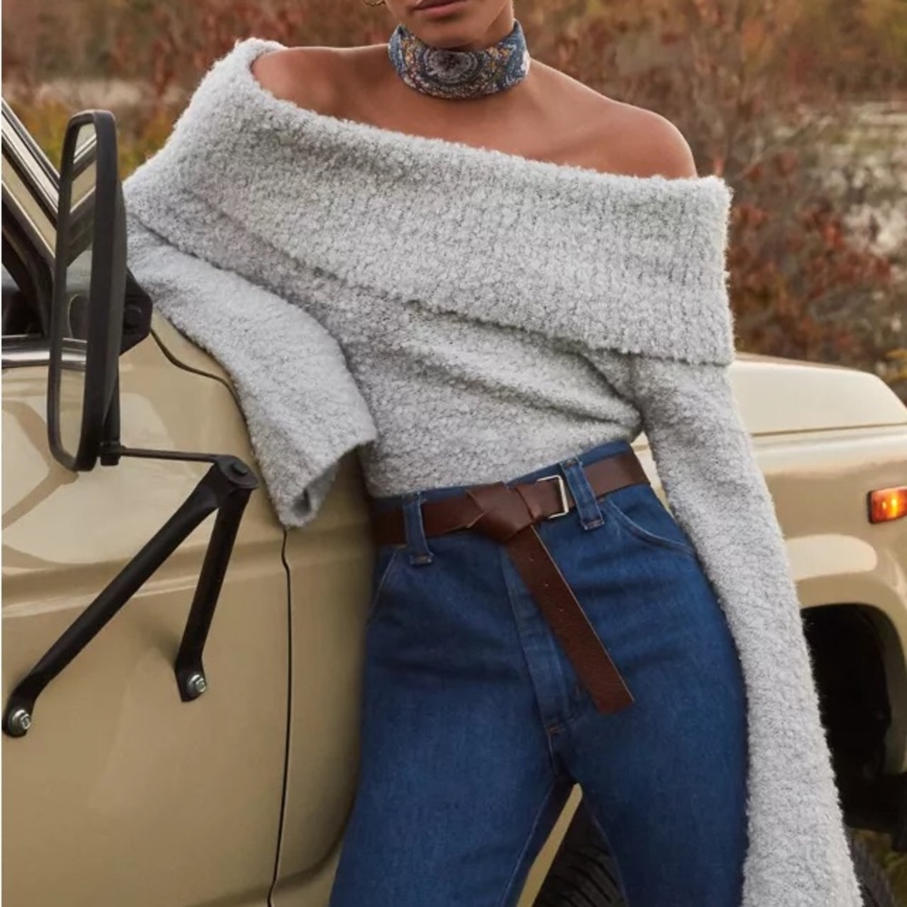 Urban Outfitters Gray Off-the-Shoulder Sweater